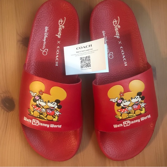 🐭🥰 Disney X Coach Sport Slide With Mickey Mouse And Minnie Mouse Motif - Picture 12 of 12